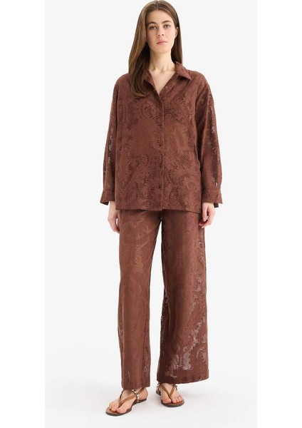 Yeni Sezon Dantelli Esnek Belli Beyaz Plaj Pantolonu-Fall In Love