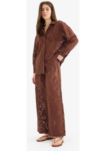 Yeni Sezon Dantelli Esnek Belli Beyaz Plaj Pantolonu-Fall In Love modelleri