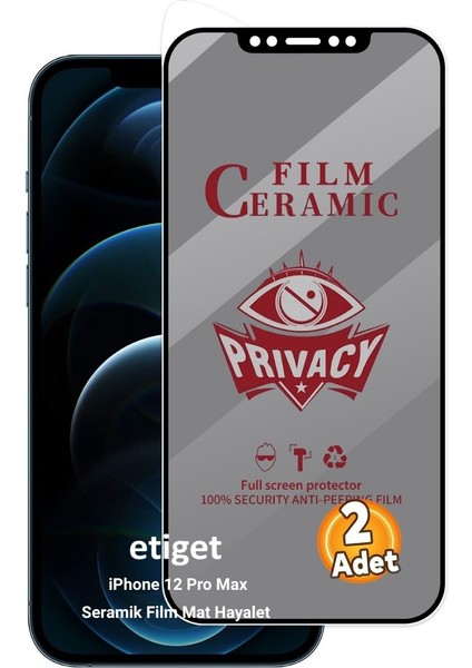 iPhone 12 Pro Max Tam Kaplayan Seramik Mat Hayalet Ekran Koruyucu (2 Adet)