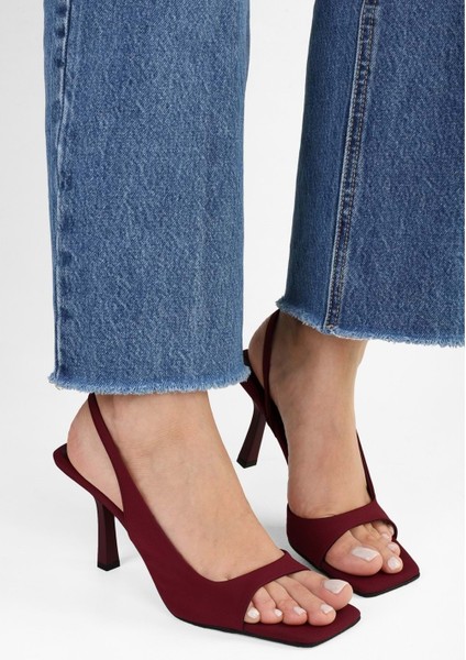 Kadın Sassy Bordo Saten Topuklu Ayakkabı fırsatları