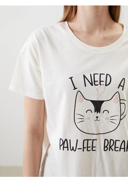 Lcw Dream Bisiklet Yaka Baskılı Kadın Şortlu Pijama Takımı (S5) modelleri