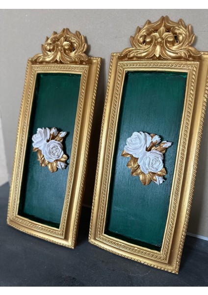 Zümrüt Yeşili Tablo , Dekoratif Duvar Tablosu 50 cm 2li Set modelleri