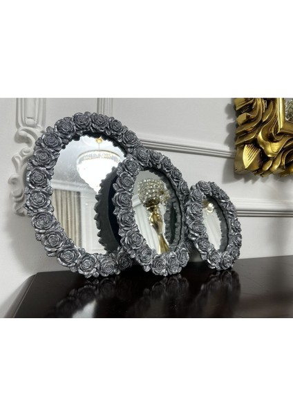 Papatya Modeli Gümüş Duvar Aynası 3 Lü Set fırsatları