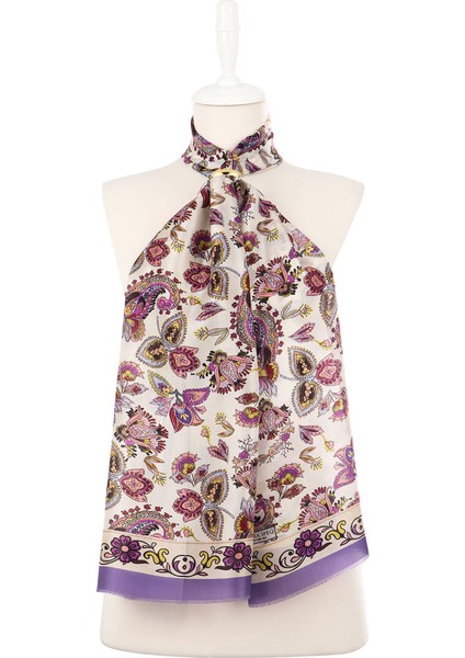 Lila Şal Desen Vual Ipek Fular fiyatları