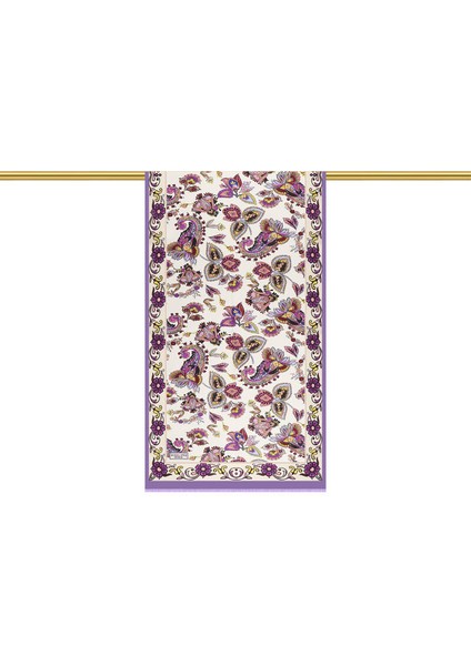 Lila Şal Desen Vual Ipek Fular modelleri