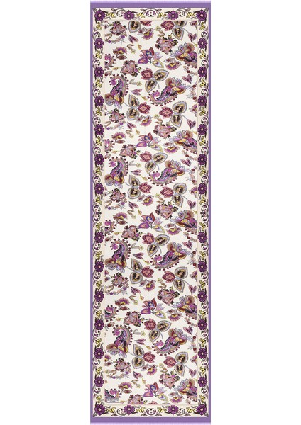 Lila Şal Desen Vual Ipek Fular fırsatları