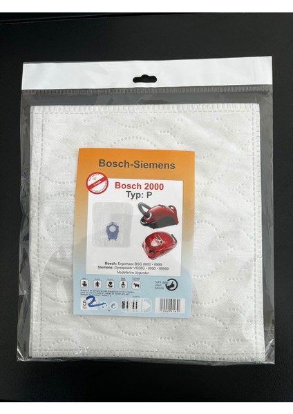 5 Adet Bosch 2000 - Siemens Elektrikli Süpürge Sentetik Toz Torbası