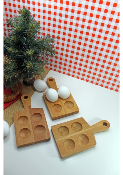 4'lü Ahşap Yumurtalık Yuvarlak Saplı Sofra Sunumu (3'lü Set) modelleri