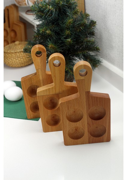 4'lü Ahşap Yumurtalık Yuvarlak Saplı Sofra Sunumu (3'lü Set) fırsatları