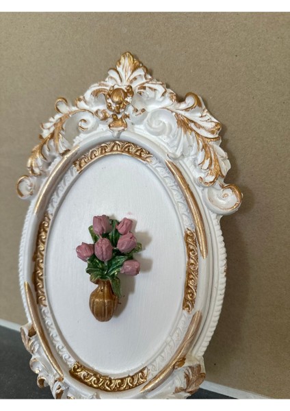 Beyaz Pembe Çiçekli Tablo 22 cm El Yapımı Tablo fiyatları