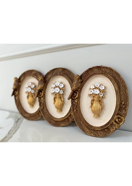 Dekoratif Özel Tasarım Kuş Detaylı Çiçekli Çerçeve , Masa Duvar Süsü 3 Lü Set fiyatları