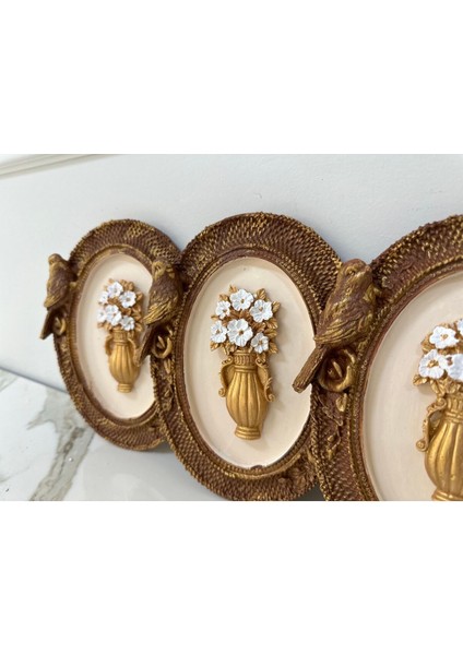 Dekoratif Özel Tasarım Kuş Detaylı Çiçekli Çerçeve , Masa Duvar Süsü 3 Lü Set modelleri