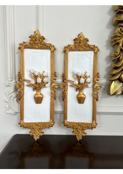 Çerçeveli Çiçekli Tablo 2 Li Set Büyük Boy 46 cm