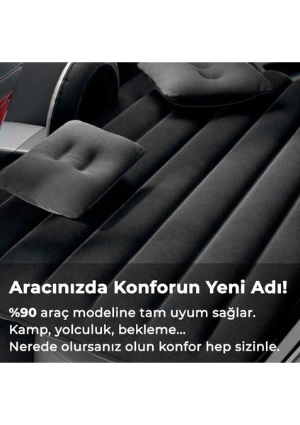 Araç Içi Şişme Yatak Seti - Yastıklı Kamp Yatağı Araba Koltuk Yatağı Hava Pompası 130X85 cm Siyah fiyatları