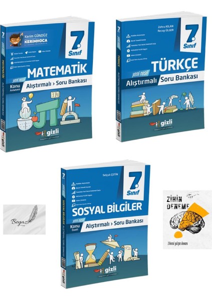 Gizli 7.sınıf Alıştırmalı Matematik Türkçe Sosyal Bilgiler Soru Bankası Zihin Deneme