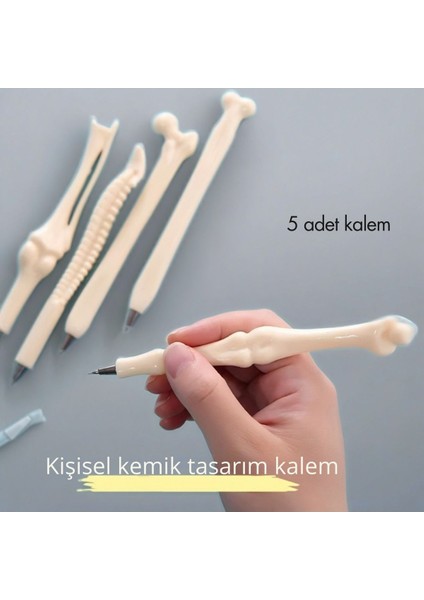Kemik Şeklinde Tükenmez Kalem 5'li Yaratıcı Kemik Tasarım Set Kemik Şekilli Kalem