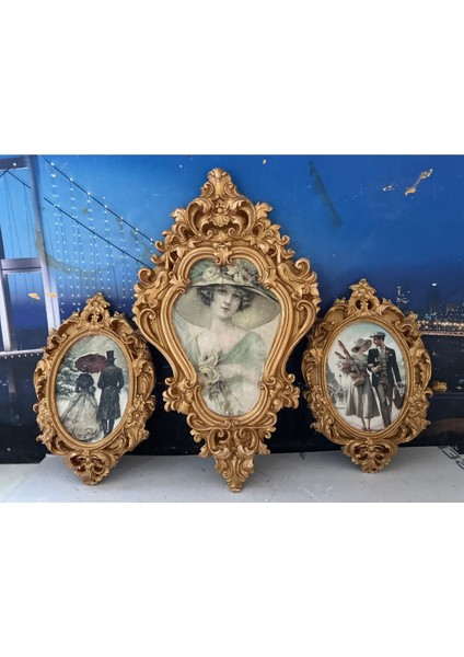 El Yapımı Tablo Vintage Tarzı 3lü Dekopaj