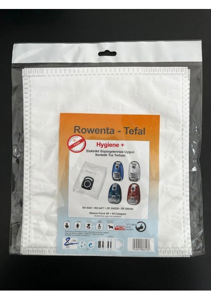 5 Adet Rowenta- Tefal Hygiene+ Elektrikli Süpürge Sentetik Toz Torbası
