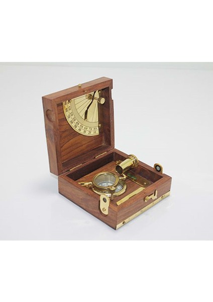 Ahşap Kutulu Pirinç Pusula 12*5 cm
