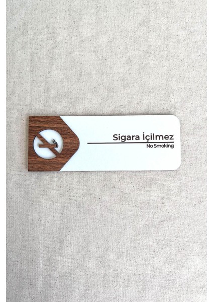 Sigara Içilmez Uyarı Tabelası – Mdf Uyarı Levhası | 19X7 cm Çift Katmanlı, Çift Taraflı Bantlı