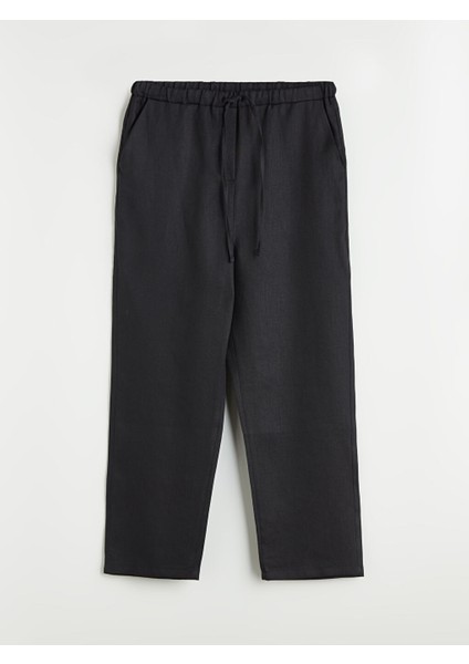 Yeni Sezon Beli Lastikli Keten Kadin Pantolon - S5K576Z8