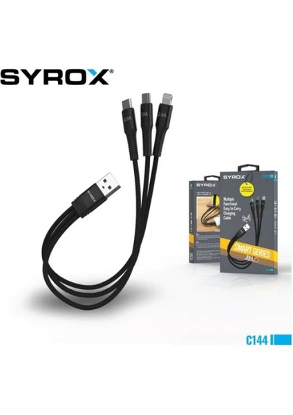 Syrox C144 Usb-A To Type-C +2 USB To Lightning 2.4A Çoklu Kablo fırsatları