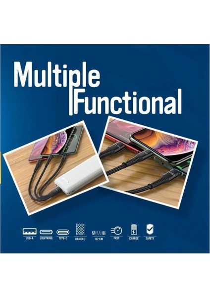 Syrox C144 Usb-A To Type-C +2 USB To Lightning 2.4A Çoklu Kablo indirimleri