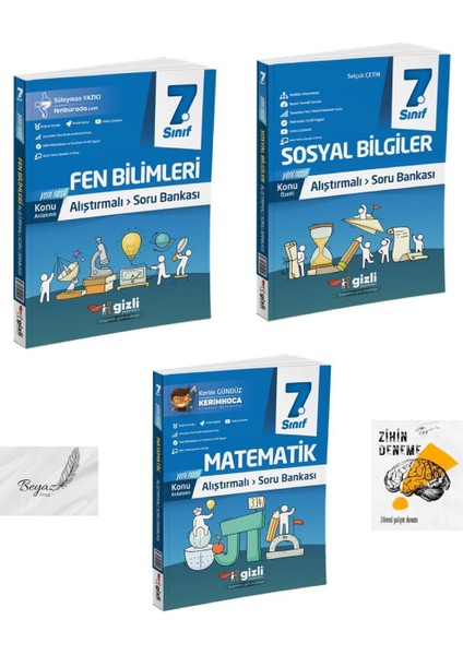 Gizli 7.sınıf Alıştırmalı Fen Bilimleri Sosyal Bilgiler Matematik Soru Bankası Zihin Deneme