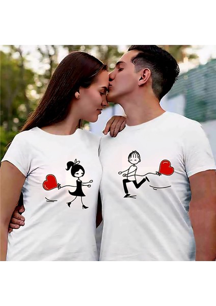 By Gg Design Nakış Baskılı Sevgili & Eş T-Shirt