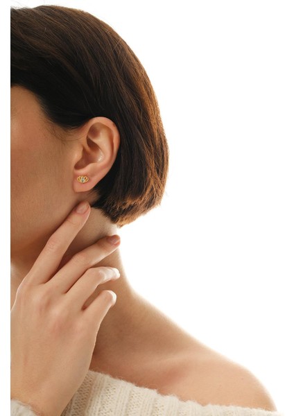 Lotus Çiçeği Altın Kaplama Mini Gümüş Küpe 7346 fiyatları