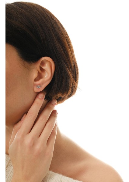 Lotus Çiçeği Rodyumlu Mini Gümüş Küpe 7347 fiyatları