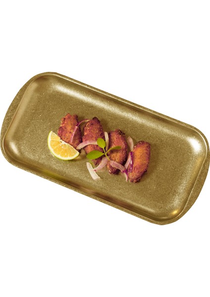 Açık Büfe Retro Sunum Tabağı Altın 37*20 cm