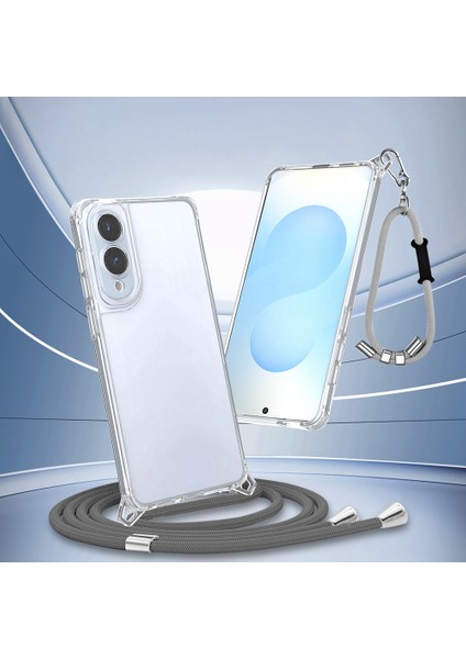 Galaxy S25 Edge Kılıf Airbagli Takılabilir Askı Aparatlı F10T Snap Silikon Kapak - Şeffaf