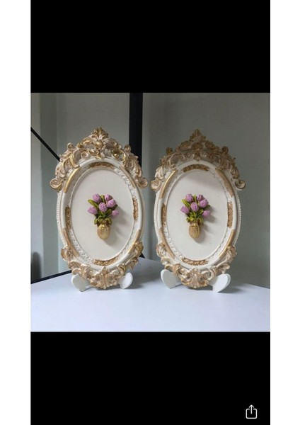 Çerçeveli Çiçekli Tablo 2 Li , Özel El Yapımı , Duvar Dekoratif Aksesuar