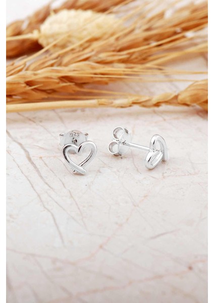 Taşsız Kalp Rodyumlu Mini Gümüş Küpe 7374 indirimleri