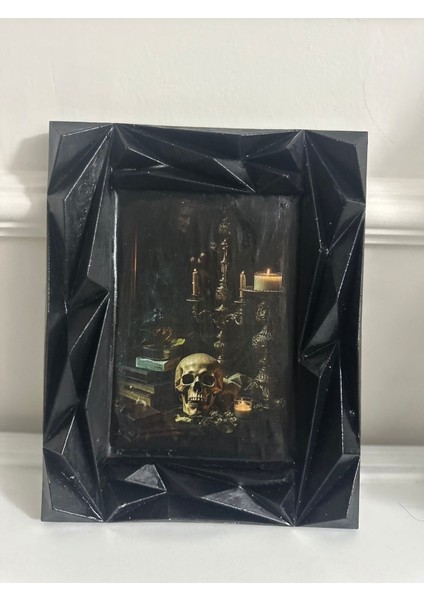 Siyah Kuru Kafa Gotik Tablo Vintage Tarzı 24CM
