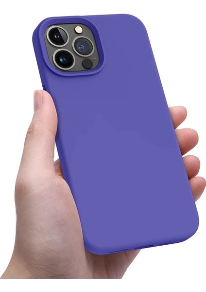 Iphone 14 Pro Max Menekşe Mor Silikon Kılıf Leke Tutmaz Içi Süet Silinebilir Kamera Yükseltili Kapak