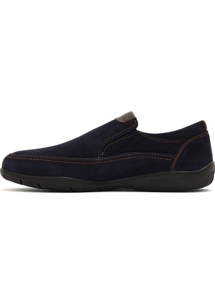 Erkek Lacivert Nubuk Deri Casual Loafer 25SFD7112V3