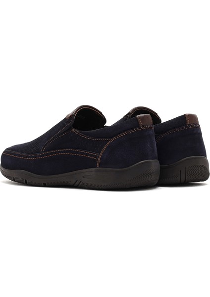 Erkek Lacivert Nubuk Deri Casual Loafer 25SFD7112V3