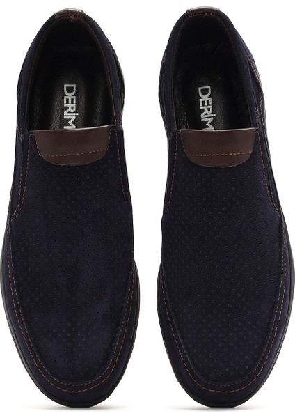 Erkek Lacivert Nubuk Deri Casual Loafer 25SFD7112V3