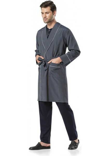 5'li Robdöşambırlı Uzun & Kısa Kol Şortlu Uzun Pijama Takım Özel Kutulu Damat Çeyiz Seti