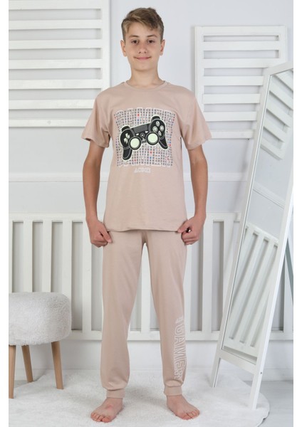 Gamer Console Desenli Kısa Kollu Erkek Çocuk Pijama Takımı