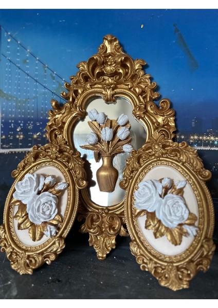 Tasarım 3lü Duvar Dekoratif Tablo, Tasarım Tablo, Ortadaki Model Aynalı fiyatları