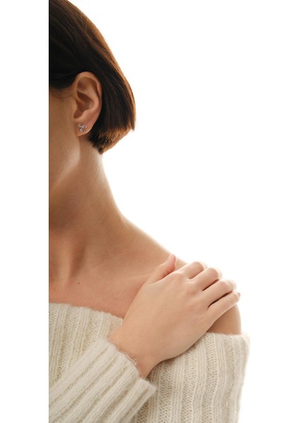 Taşlı Fiyonk Rodyumlu Mini Gümüş Küpe 7370 fiyatları