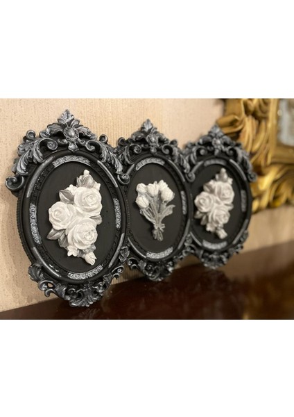Siyah Gümüş Duvar Dekoratif Süsü 3 Lü Set fiyatları