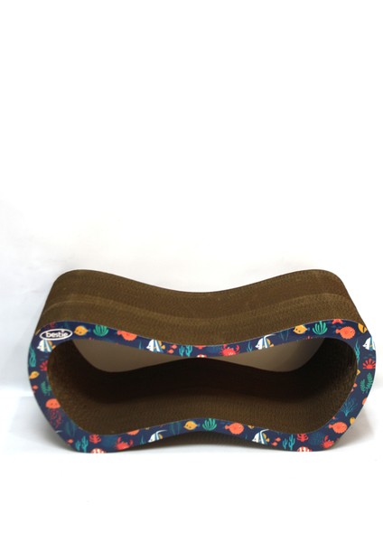 Kedi Tırmalama Kanepesi Karton Kedi Tırmalama Yatay Tırmalama- Large (59X24X26 Cm)- Balıklı Desen