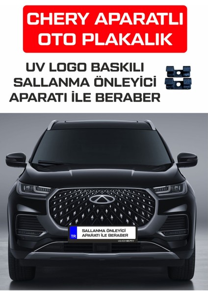 Chery Logo Baskılı Sallanma Önleyici Aparatlı Oto Plakalık Ses Yapmaz 2 Adet