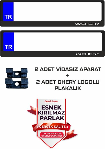 Chery Logo Baskılı Sallanma Önleyici Aparatlı Oto Plakalık Ses Yapmaz 2 Adet fiyatları