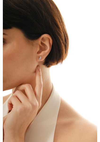 Baget Taşlı Rodyumlu Mini Gümüş Küpe 7376 modelleri