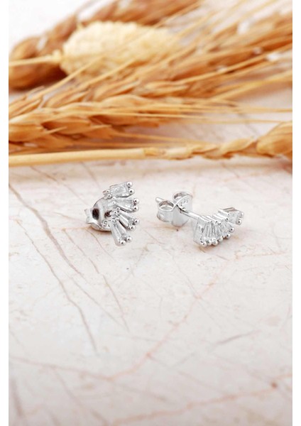 Baget Taşlı Rodyumlu Mini Gümüş Küpe 7376 indirimleri